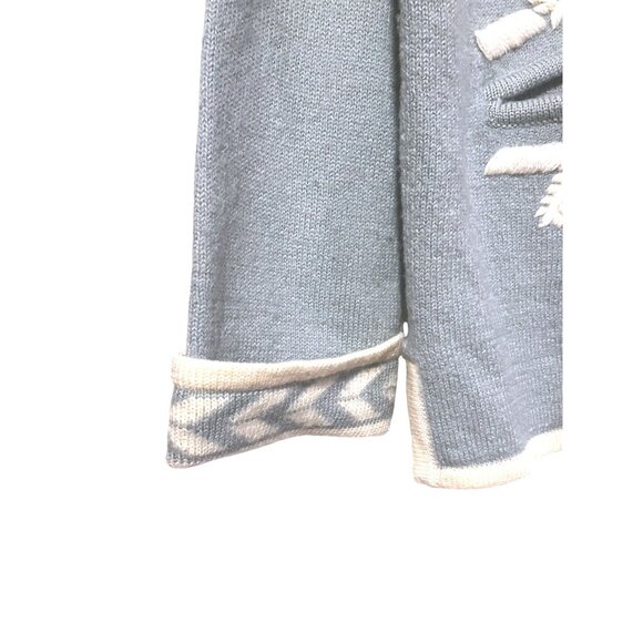 Vintage Powder Blue Wool Cardigan Sweater XL Snowflakes Wondrawool 100% Wool - Picture 5 of 8